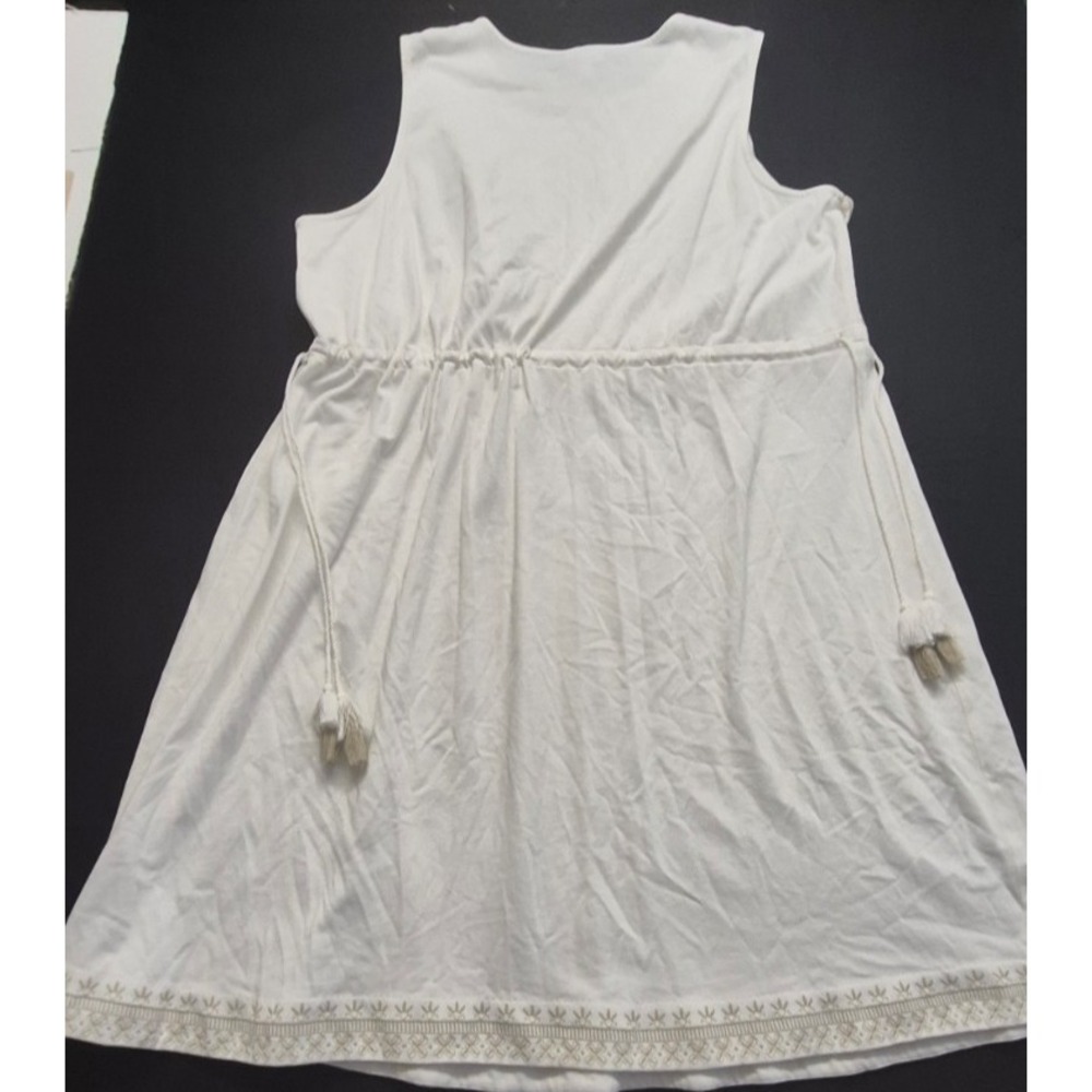 J Jill white sleeveless embroidered tassel tie waist babydoll dress 2XL boho - Picture 13 of 16